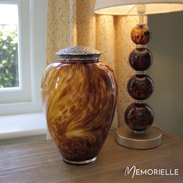 Luxury Glass Urn - Amber Swirl - Image 2