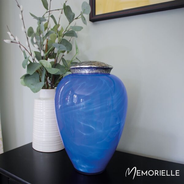 Luxury Glass Urn - Cobalt Swirl - Image 3