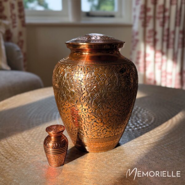 Copper Leaf Adult Brass Urn - Image 2