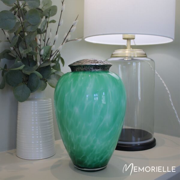 Luxury Glass Urn - Green Flecked - Image 3