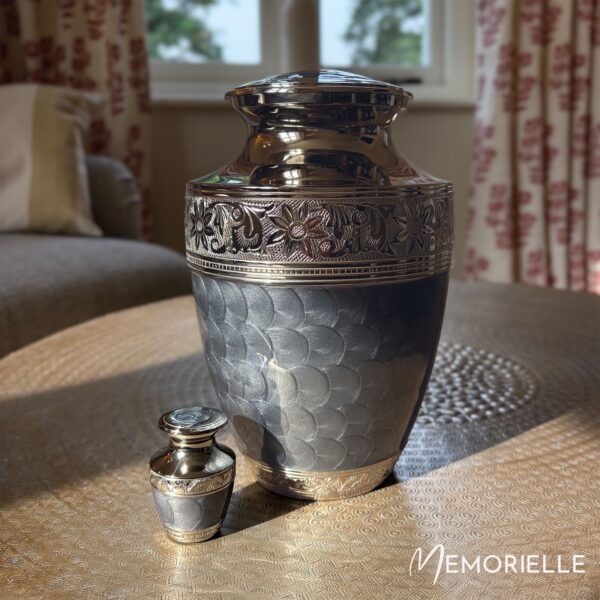French Grey Tranquility Adult Brass Urn - Image 2
