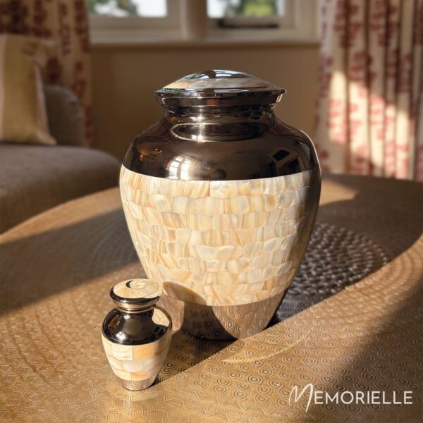 Silver & Mother of Pearl Adult Brass Urn - Image 2