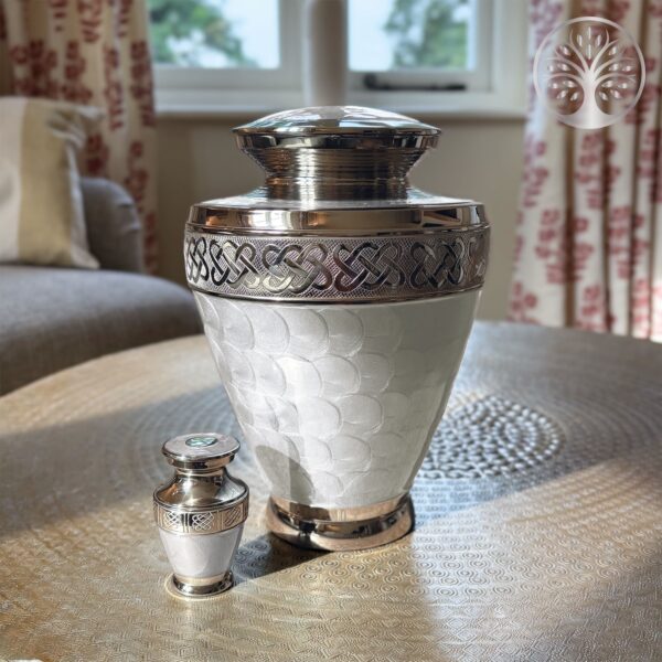 White Serenity Adult Brass Urn - Image 2