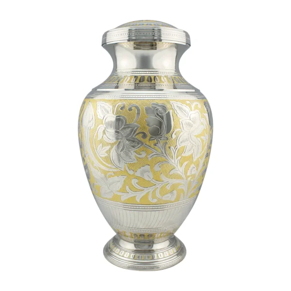 Double Capacity Companion Urn Silver Gold Floral