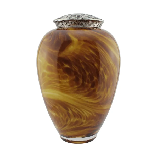 Amber Swirl Luxury Glass Urn For Ashes