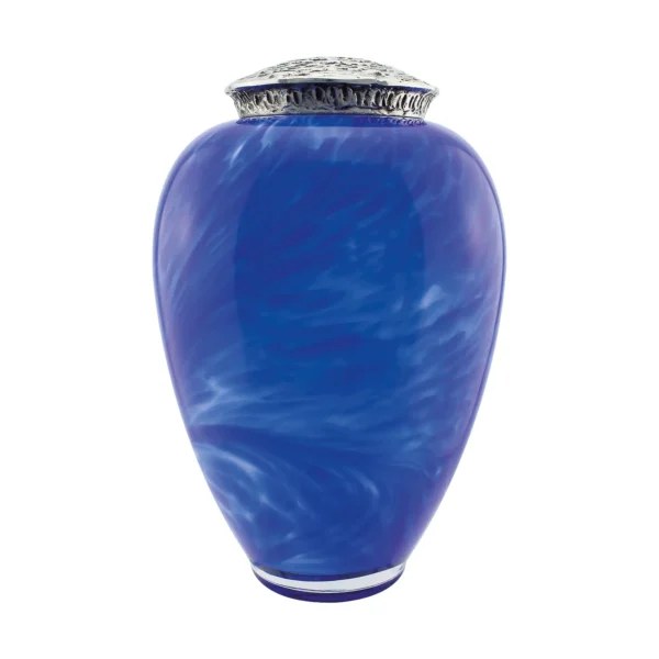 Cobalt Swirl Luxury Glass Urn For Ashes