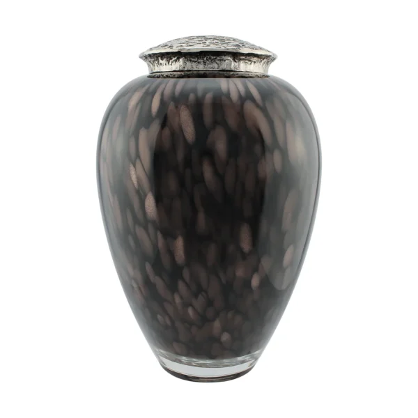 Ebony Flecked Luxury Glass Urn For Ashes