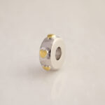 Silver Bead with Gold Hearts