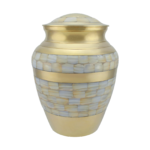Grand Gold & Mother of Pearl Adult Brass Urn