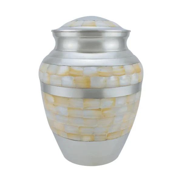 Grand Silver Mother of Pearl Adult Brass Urn