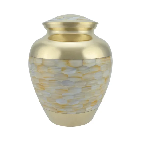 Gold Mother of Pearl Adult Brass Urn