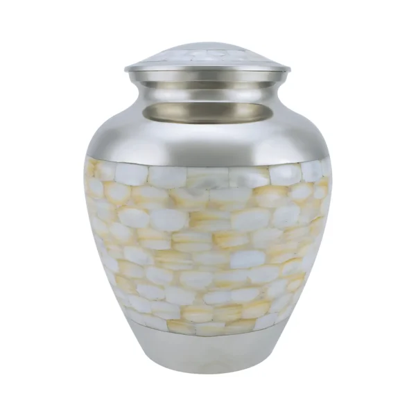 Silver Mother of Pearl Adult Brass Urn