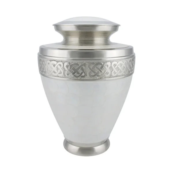 White Serenity Adult Brass Urn