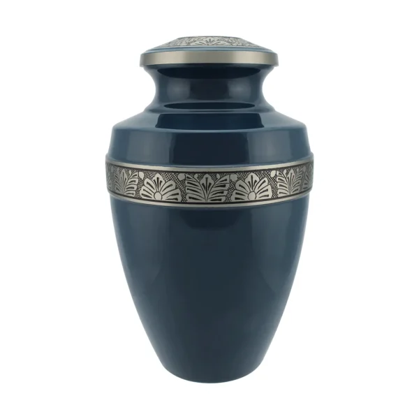 Ocean Blue & Pewter Adult Brass Urn