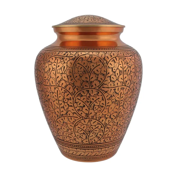 Copper Leaf Adult Brass Urn