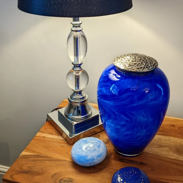 Luxury Glass Urn - Cobalt Swirl - Image 3