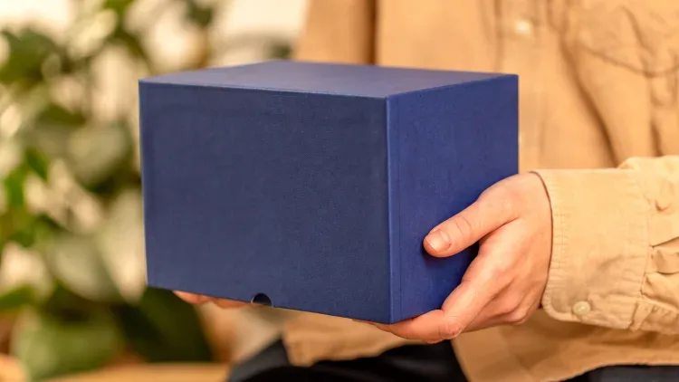 direct cremation ashes container cardboard box UK example