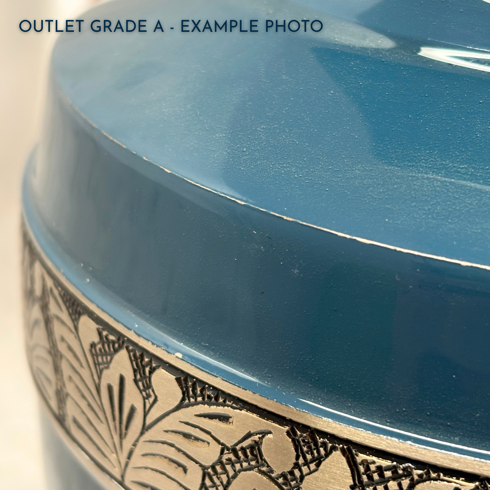 Ocean Blue & Pewter Adult Brass Urn | Outlet Grade A - Image 2