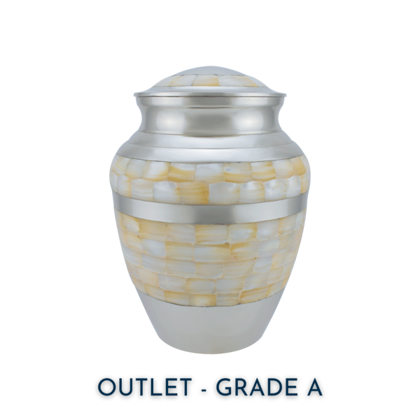 Grand Silver & Mother of Pearl Adult Brass Urn | Outlet Grade A