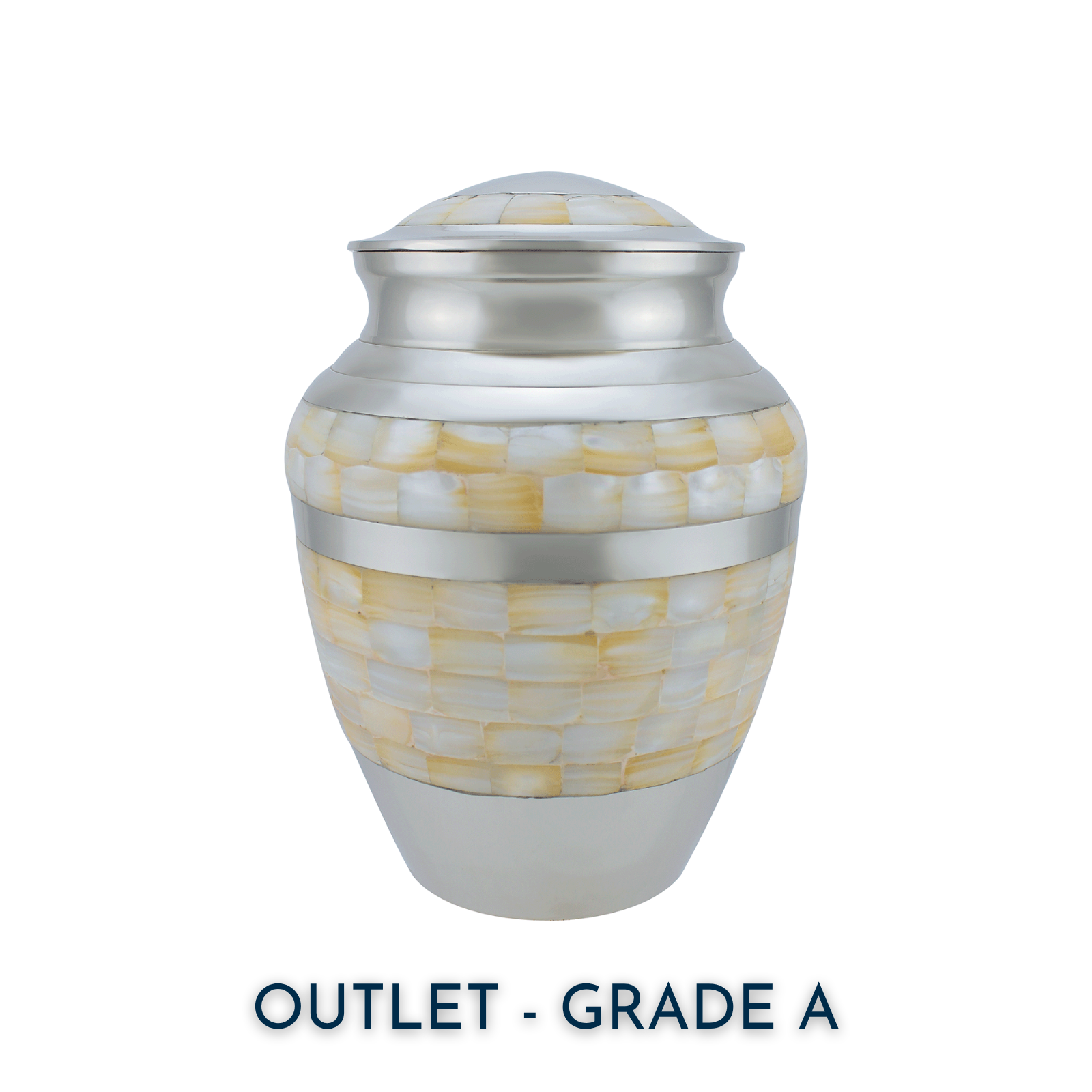 Grand Silver & Mother of Pearl Adult Brass Urn | Outlet Grade A
