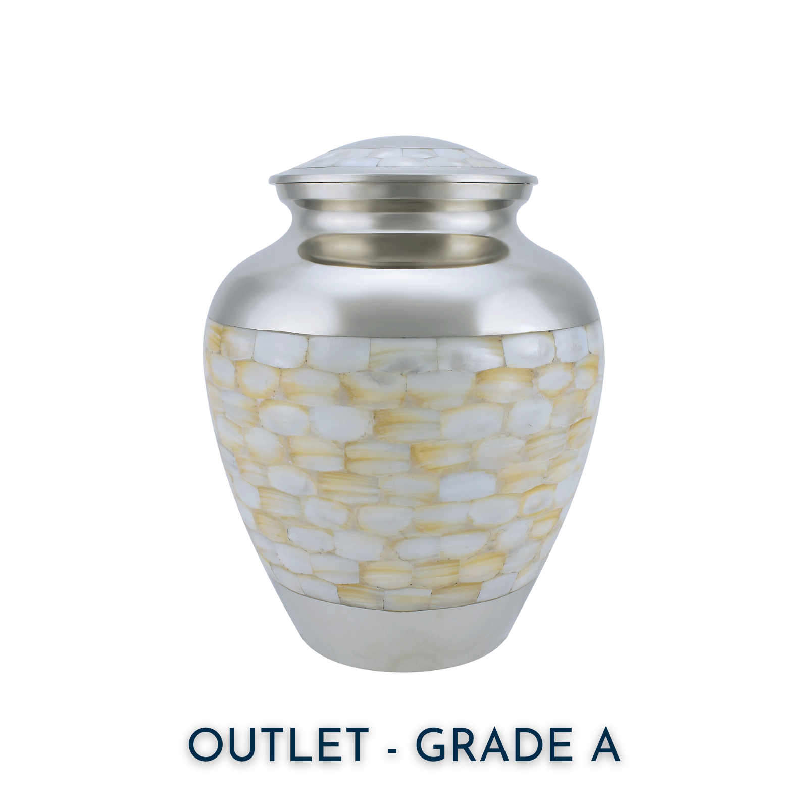 Silver & Mother of Pearl Adult Brass Urn | Outlet Grade A