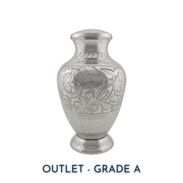 Silver Floral Adult Brass Urn | Outlet Grade A