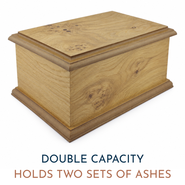 Double Wooden Ashes Casket - Cambridge